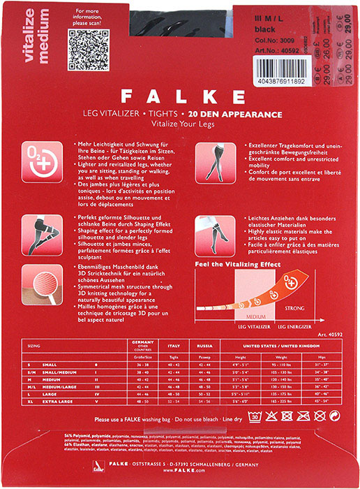  Falke () Leg Vitalizer 20 Den .48-50 M/L 40592/3009 : Black