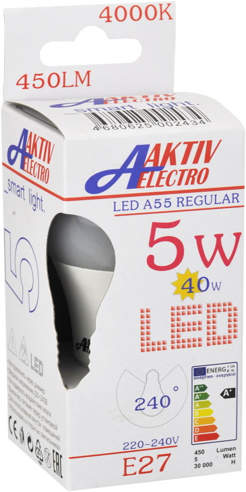   AKTIV ELECTRO LED-A60-Regular 5 220-240 27 4000 450