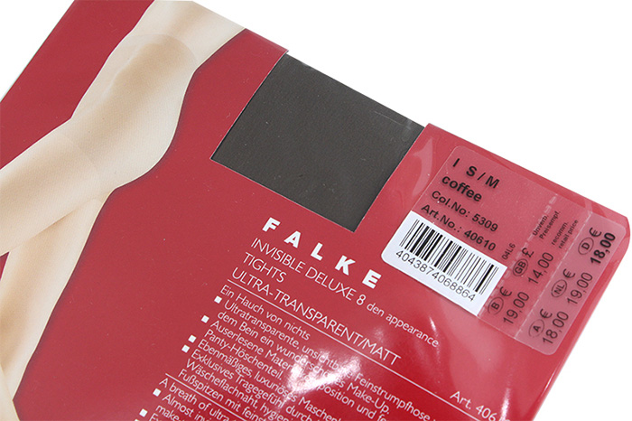  Falke () Invisible Deluxe 8 den .44-46 S/M 40610/5309 : Coffee