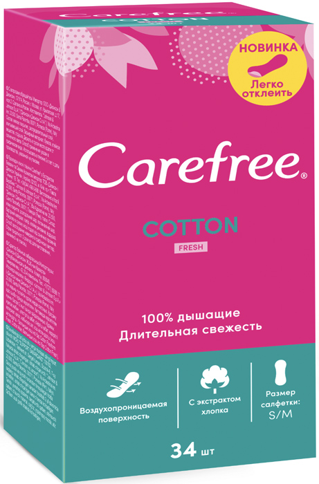   Carefree Cotton Extract Fresh, 34 .