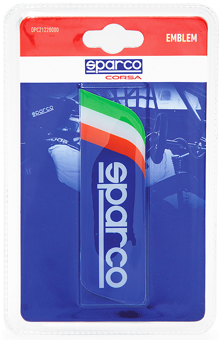 Эмблема с логотипом Sparco, клеится на кузов а/м, итальянский флаг, синий