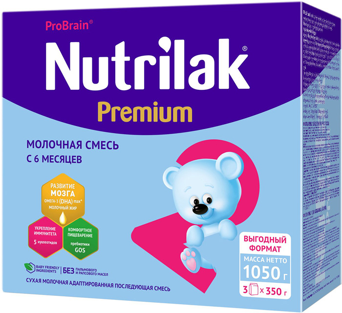 Смесь сухая молочная Nutrilak Premium 2, с 6 мес., 1050 мл.