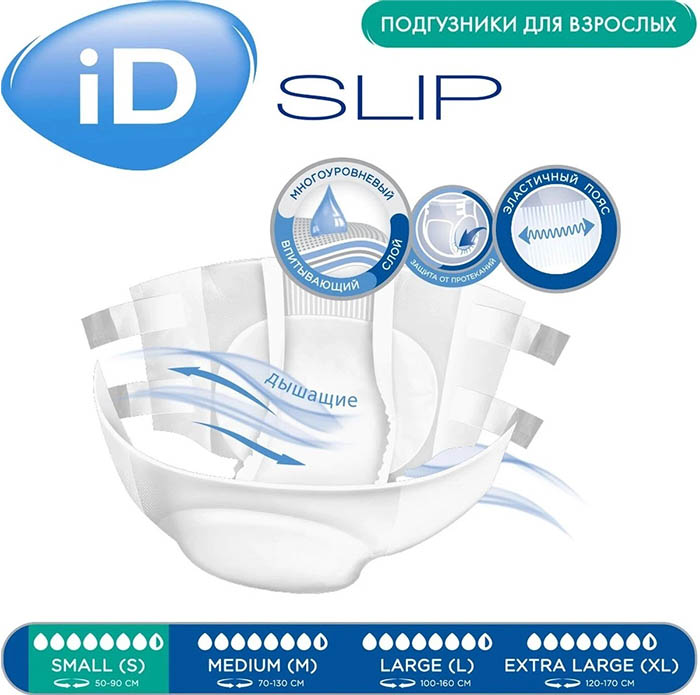 Подгузники для взрослых iD Slip, S, 14 шт.