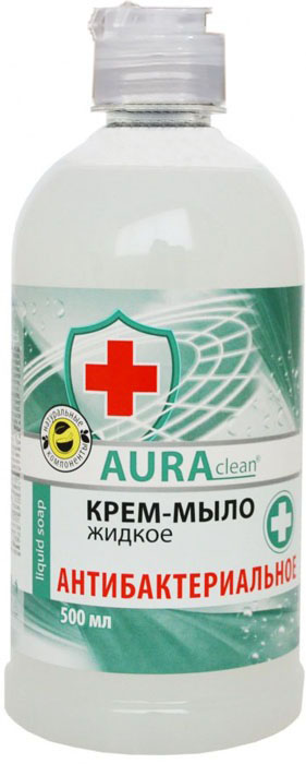 Жидкое крем-мыло Aura clean Антибактериальное ФЛИП-ТОП, 500 мл.