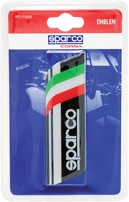 Эмблема с логотипом Sparco, клеится на кузов а/м, итальянский флаг, чёрный