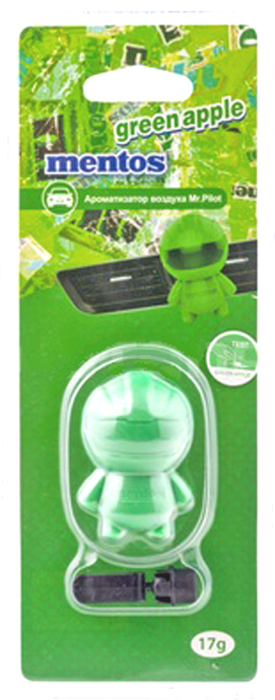 Ароматизатор гелевый Mentos Mr. Pilot Green Apple Зеленое яблоко на дефлектор, 17 гр.