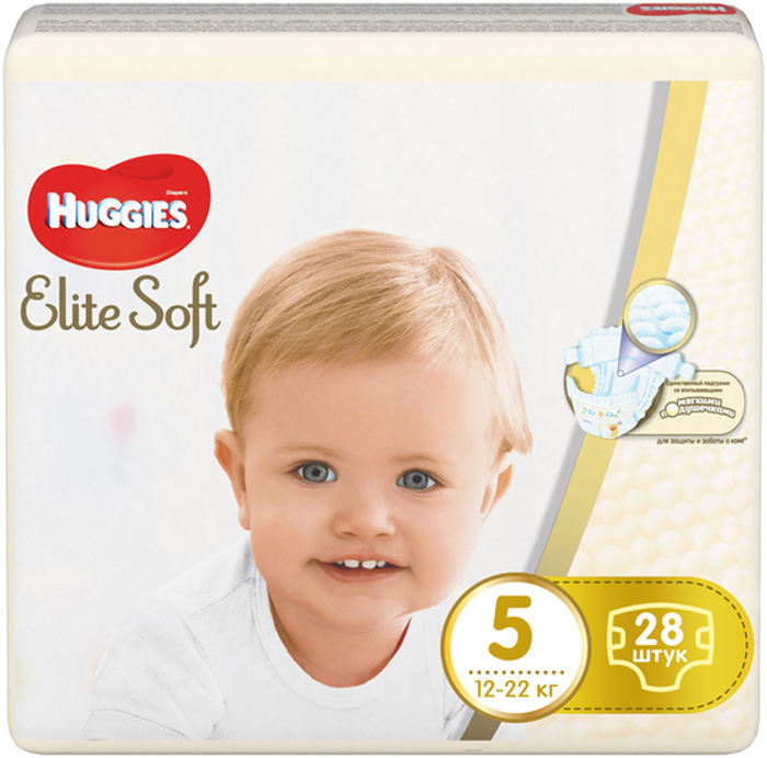 Подгузники Huggies (Хаггис) Elite Soft 5 (12-22кг), 28 шт.