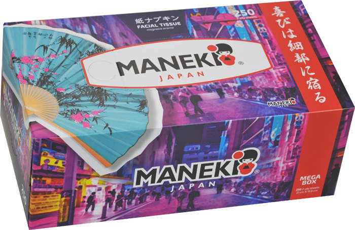 Салфетки бумажные Maneki Dream 2-слойные с ароматом Магнолии, белые, 250 шт.