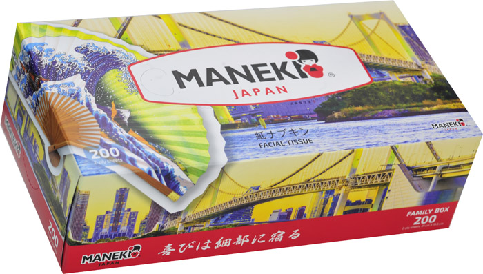 Салфетки бумажные Maneki Dream 2-слойные, белые, 200 шт.