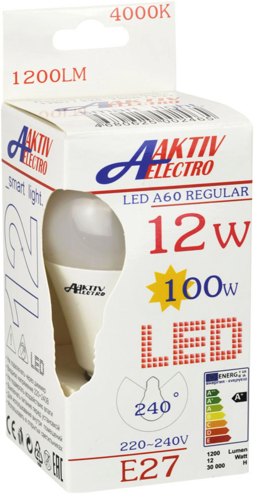   AKTIV ELECTRO LED-A60-Regular 12 220-240 27 4000 1200