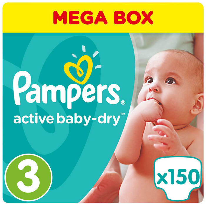 Подгузники Pampers (Памперсы) Active Baby-Dry Midi 3 (5-9 кг), 150 шт