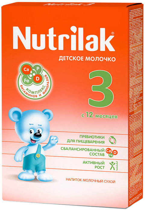 Смесь сухая молочная Nutrilak 3 напиток молочный, с 12 мес., 600 гр.