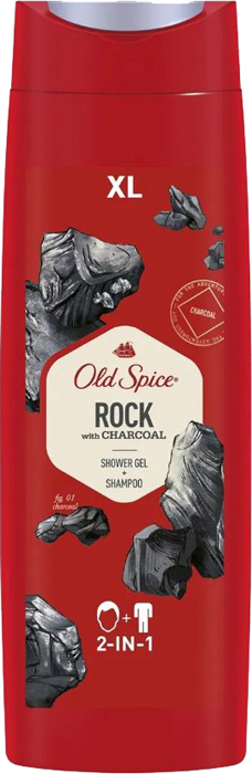 Гель для душа и шампунь 2в1 Old Spice Rock with Charcoal, 400 мл.