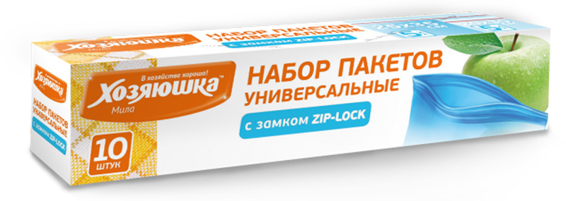 Набор пакетов Хозяюшка Мила универсальные, с замком ZIP-LOCK, 5 шт. (25*35 см) и 5 шт. (20*30 см)