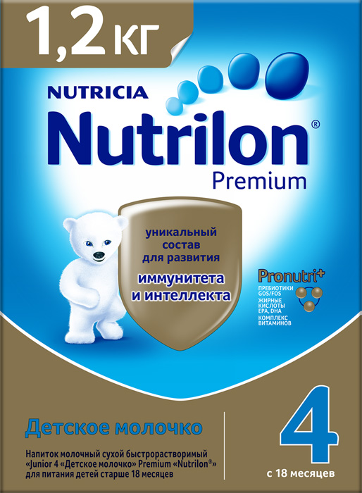Детское молочко Nutrilon Premium 4, с 18 мес., 1200 гр.