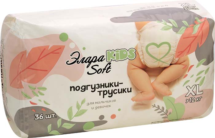 Подгузники-трусики детские Элараkids Soft р. XL(больше 12 кг.), 36 шт.