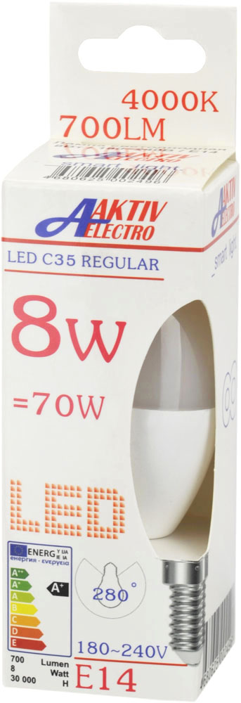   AKTIV ELECTRO LED-C37-Regular  8 220-240 14 4000 700