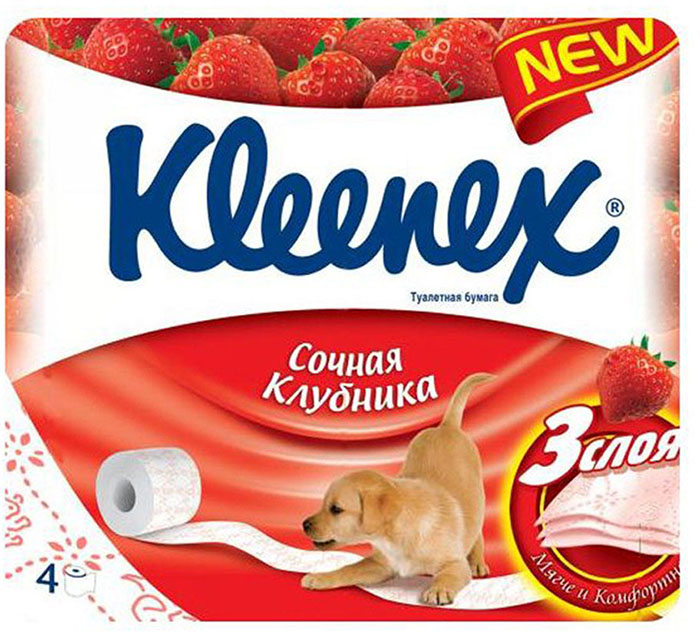 Туалетная бумага Kleenex арома Клубника 3 слоя, 4 шт.