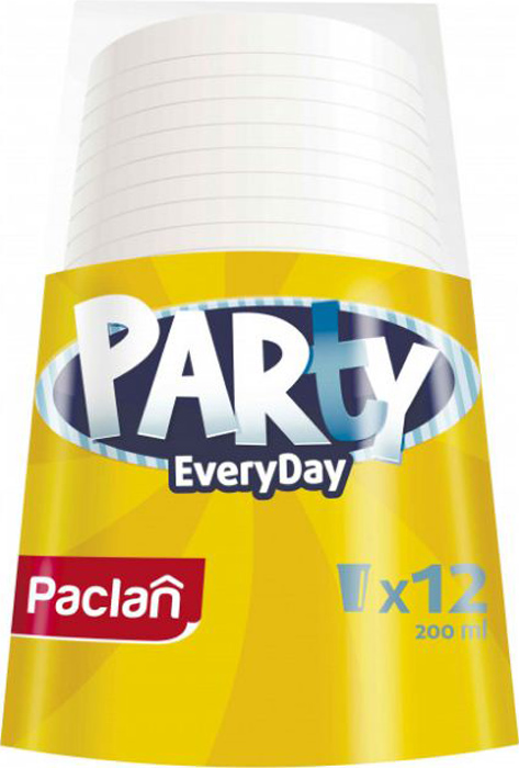 Стакан пластиковый Paclan Party Every Day белый, 200 мл. 12 шт.