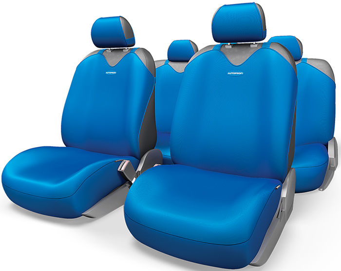 Майки AUTOPROFI R-1 Sport Plus, закрытое сиденье, полиэстер, 9 предметов, синий