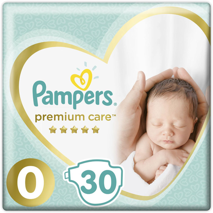 Подгузники Pampers (Памперсы) Premium Care для новорожденных NB 0 (1.5-2.5 кг), 30 шт