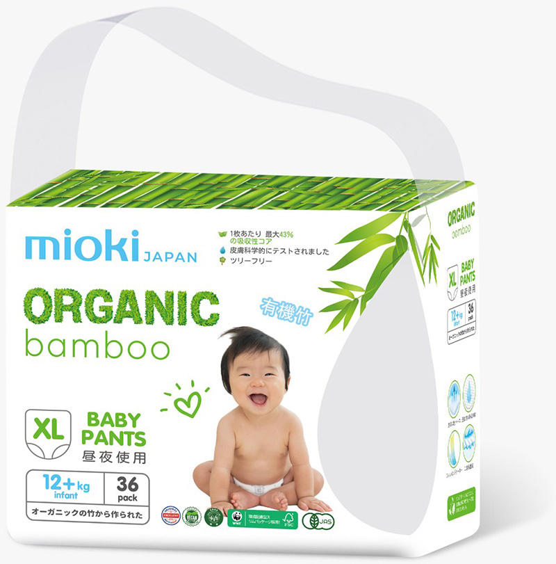 Подгузники-трусики Mioko Organic Bamboo размер XL, 12+ кг, 36 шт.