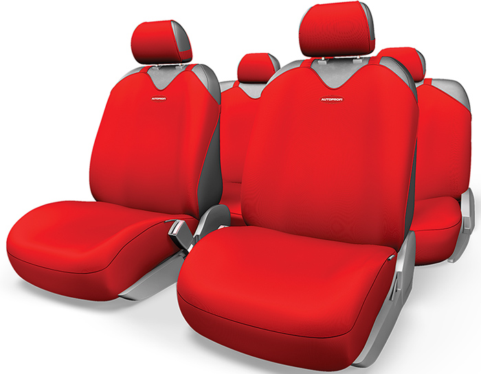 Майки AUTOPROFI R-1 Sport Plus, закрытое сиденье, полиэстер, 9 предметов, красный