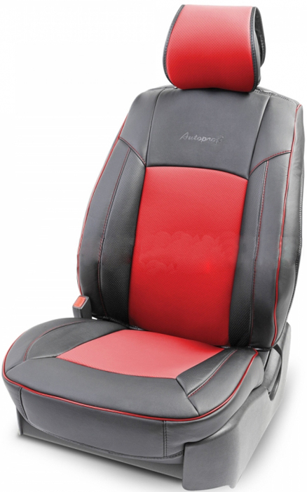 Накидка на сиденье AUTOPROFI, каркасная, на переднее сиденье, чёрный/красный