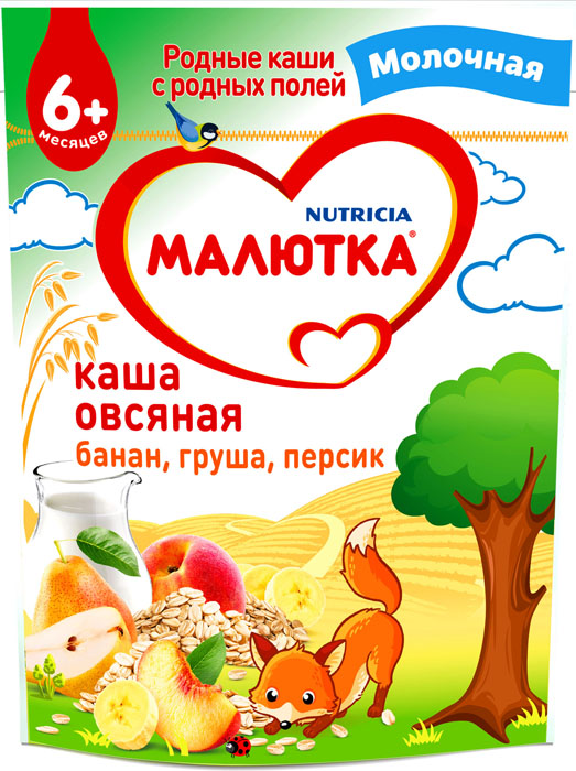 Каша Малютка молочная овсяная с фруктами, с 6 мес., 220 гр.