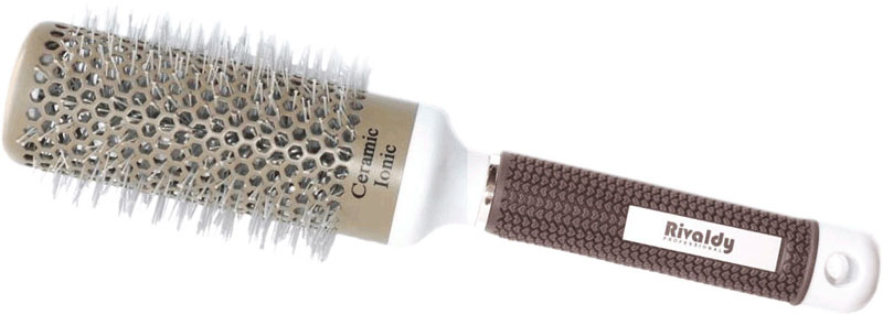 Расческа-щетка для волос Rivaldy Medium hot curl brush с керамическим покрытием 4,4 см, (white-grey)