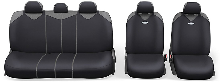 Майки AUTOPROFI Sport Plus Zippers, закрытое сиденье, полиэстер, 9 предметов, чёрный