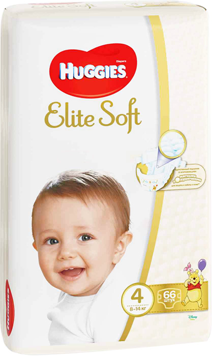 Подгузники Huggies (Хаггис) Elite Soft Mega 4 (8-14кг), 66 шт.