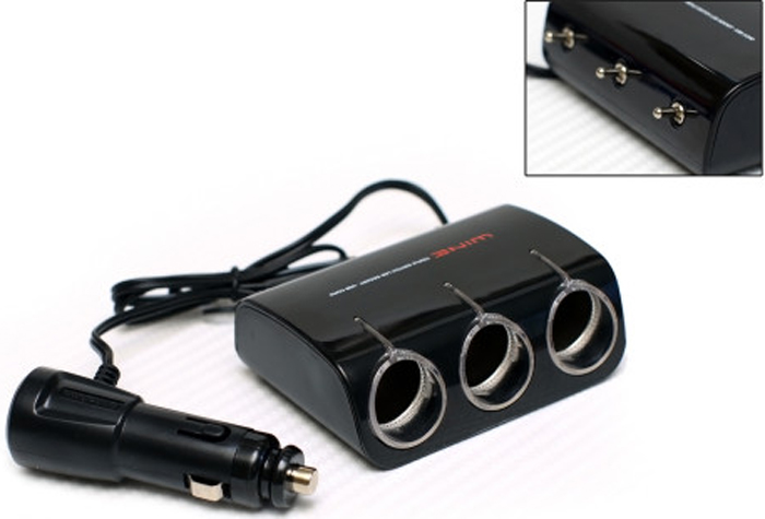 Разветвитель прикуривателя IL SHIN Wine USB & Triple Socket With LED, 3 гнезда, шнур с USB-входом