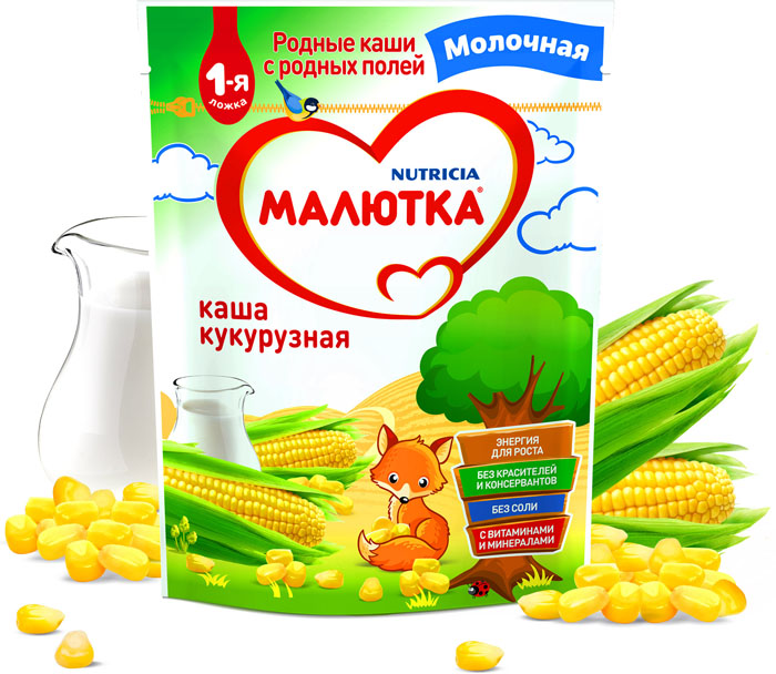 Каша Малютка молочная кукурузная, с 5 мес., 220 гр.