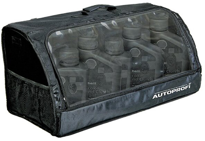 Органайзер в багажник AUTOPROFI Travel, брезентовый, с прозрачным клапаном, 70х32х30см, чёрный