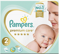 Подгузники Pampers (Памперсы) Premium Care New Baby Mini 2 (4-8 кг), 160 шт