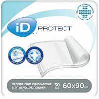 Пеленки для взрослых одноразовые, впитывающие iD Protect EXPERT (60x90) 30 шт.