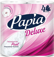 Туалетная бумага Papia Deluxe белая 4 слоя, 4 шт.