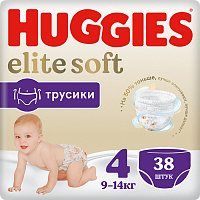 Подгузники-трусики Huggies Elite Soft (Хаггис Элит Софт) Mega 4 (9-14 кг) 38 шт.