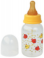 Бутылочка пластиковая Курносики с латексной соской, с рождения 125 мл.