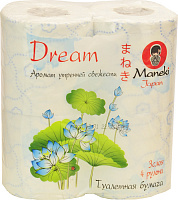 Бумага туалетная Maneki Dream с ароматом утренней свежести, 3 слоя, 4 рулона