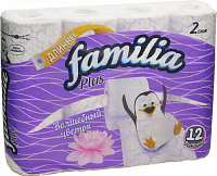 Туалетная бумага Familia Plus Волшебный цветок белая с рисунком 2 слоя, 12 шт.