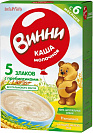 Каша Винни молочная 5 злаков с пребиотиками, с 6 мес., 200 гр.