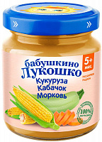 Пюре Бабушкино Лукошко Кукуруза-Кабачок-Морковь, с 5 мес., 100 гр.