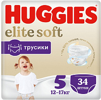 Трусики-подгузники Huggies Elite Soft Mega 5 (12-17 кг) 34 шт