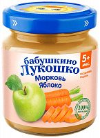 Пюре Бабушкино Лукошко Морковь Яблоко, с 5 мес., 100 гр.