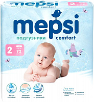 Подгузники MEPSI (МЕПСИ) Премиум р.S (4-9 кг.), 72 шт.