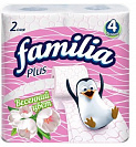 Туалетная бумага Familia Plus Весенний цвет белая с рисунком 2 слоя, 4 шт.