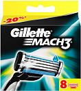 Cменные кассеты для бритья Gillette MACH 3, 8 шт.