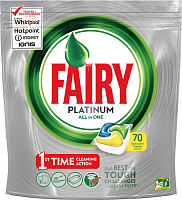 Средство для мытья посуды Fairy Platinum All in 1 капсулы для посудомоечной машины, 70 шт.